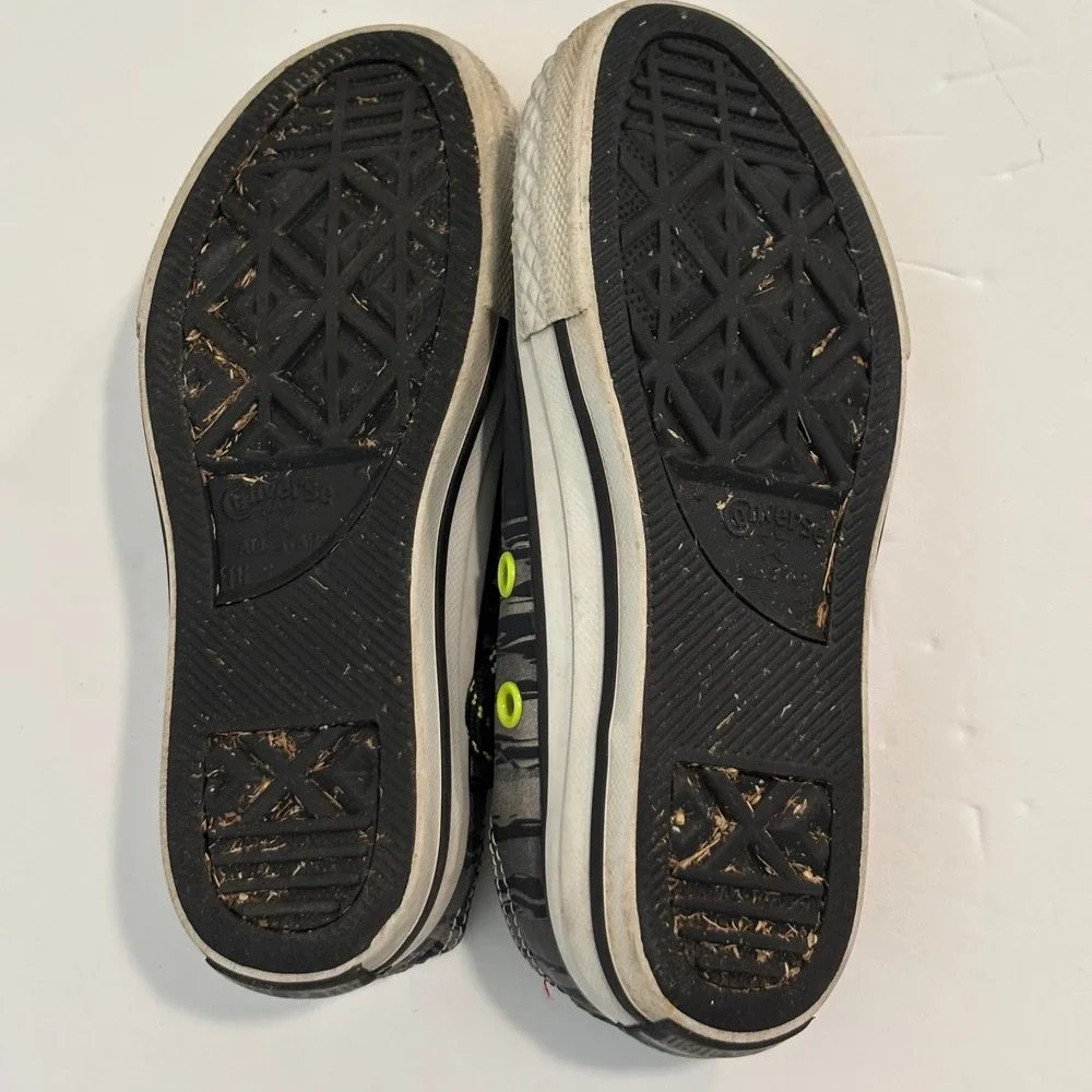 Converse All Star Kids 11.5 Shoes Black Gray‎ Lime Sneakers Low Top Chuck Taylor